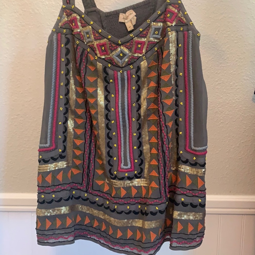 Anthropologie Meadow Rue Sequin Embellished Tank